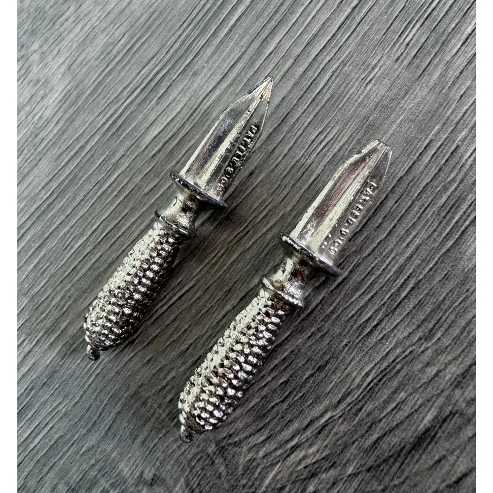 Vintage Corn Cob Holders Set of 6 Patented Silver Metal Skewers Picks 3 pair